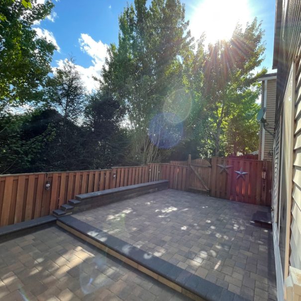 Sunlit paver patio project by Weeping Willow